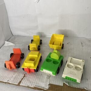 Lot of 6 Vintage Fisher-Price Little People Cars Red Green Yellow Plastic